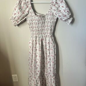 HILL HOUSE the nap Floral Smocked Puff Sleeve Dress